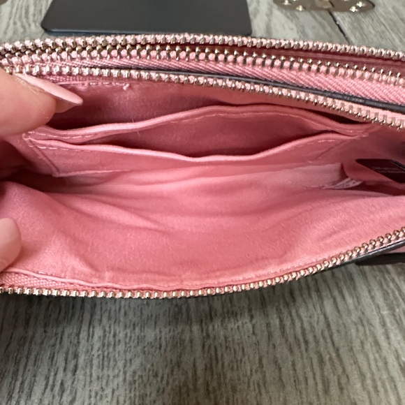 Coach Wristlet Wallet Double Zip Coated Canvas Light Khaki/Blush Bubblegum - Picture 9 of 14